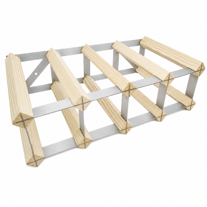 8 Bottle Wood & Metal Wine Rack (Natural Wood & Silver)
