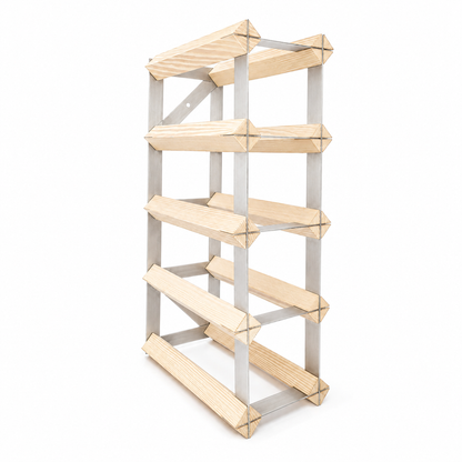 8 Bottle Wood & Metal Wine Rack (Natural Wood & Silver)