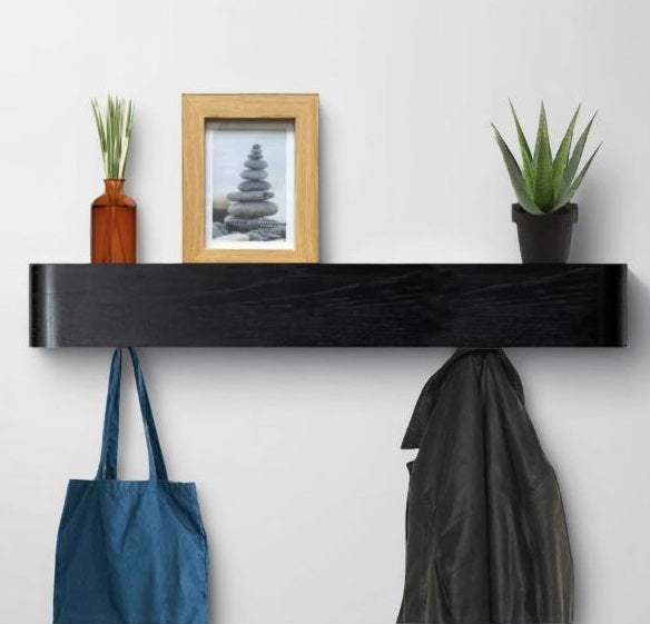 Wall-Mounted Coat Rack with 8 Hidden Hooks - Black