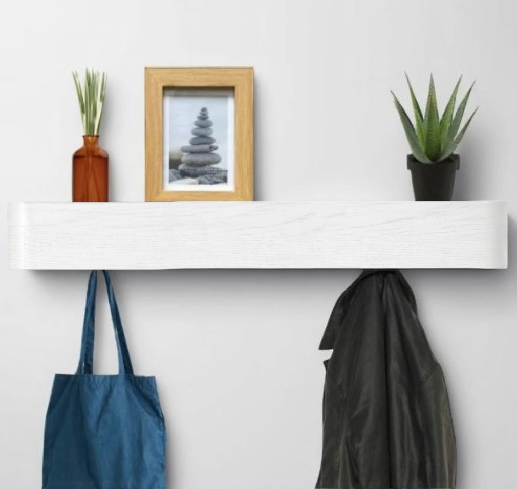 Wall-Mounted Coat Rack with 8 Hidden Hooks - WhIte
