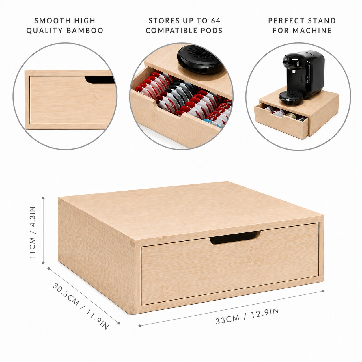 Bamboo 64 Tassimo Coffee Pod Drawer