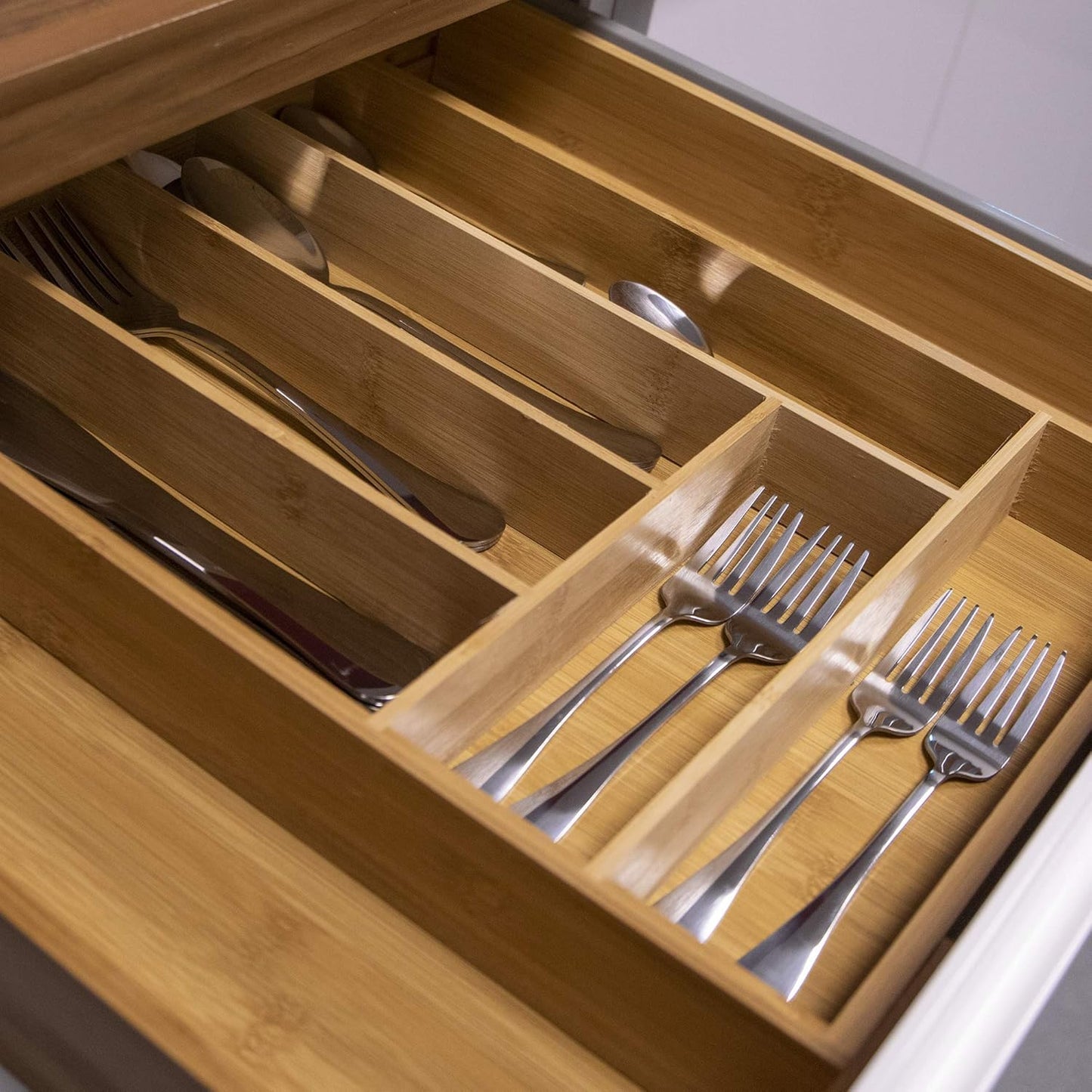 Extending Bamboo Cutlery Tray