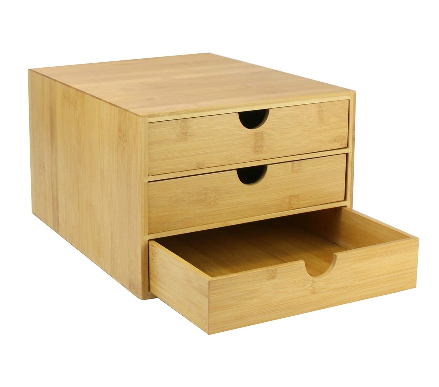 Bamboo Desktop 3 Drawer Organiser - Slim Opening