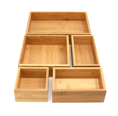 Bamboo Drawer Organiser - 5 Pieces