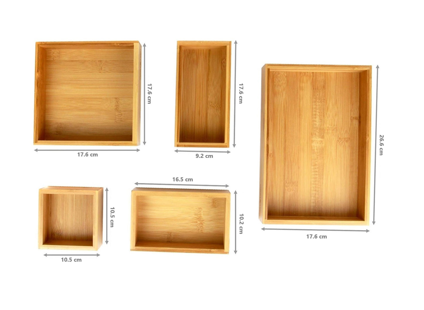 Bamboo Drawer Organiser - 5 Pieces