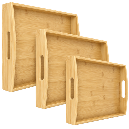 Bamboo Serving Trays - Set of 3