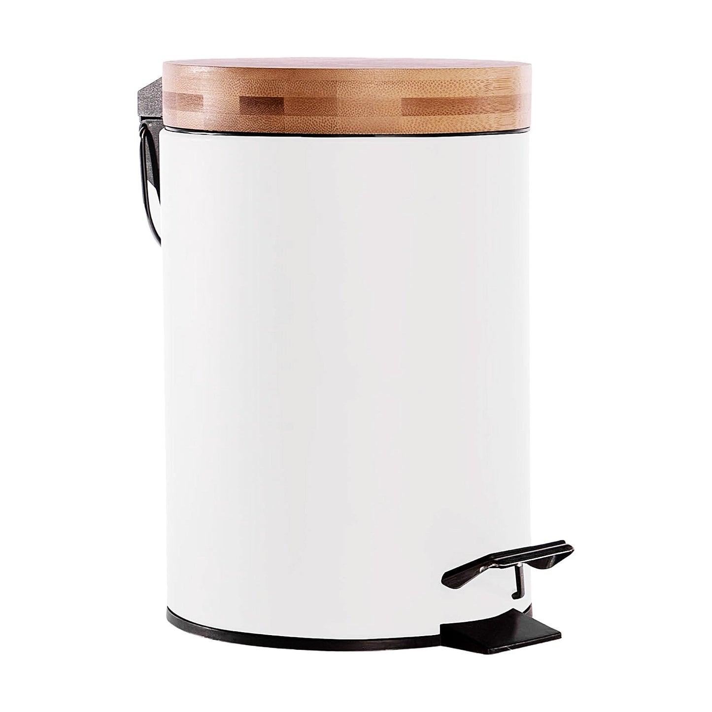 3L Bathroom Bin with Bamboo Lid - White