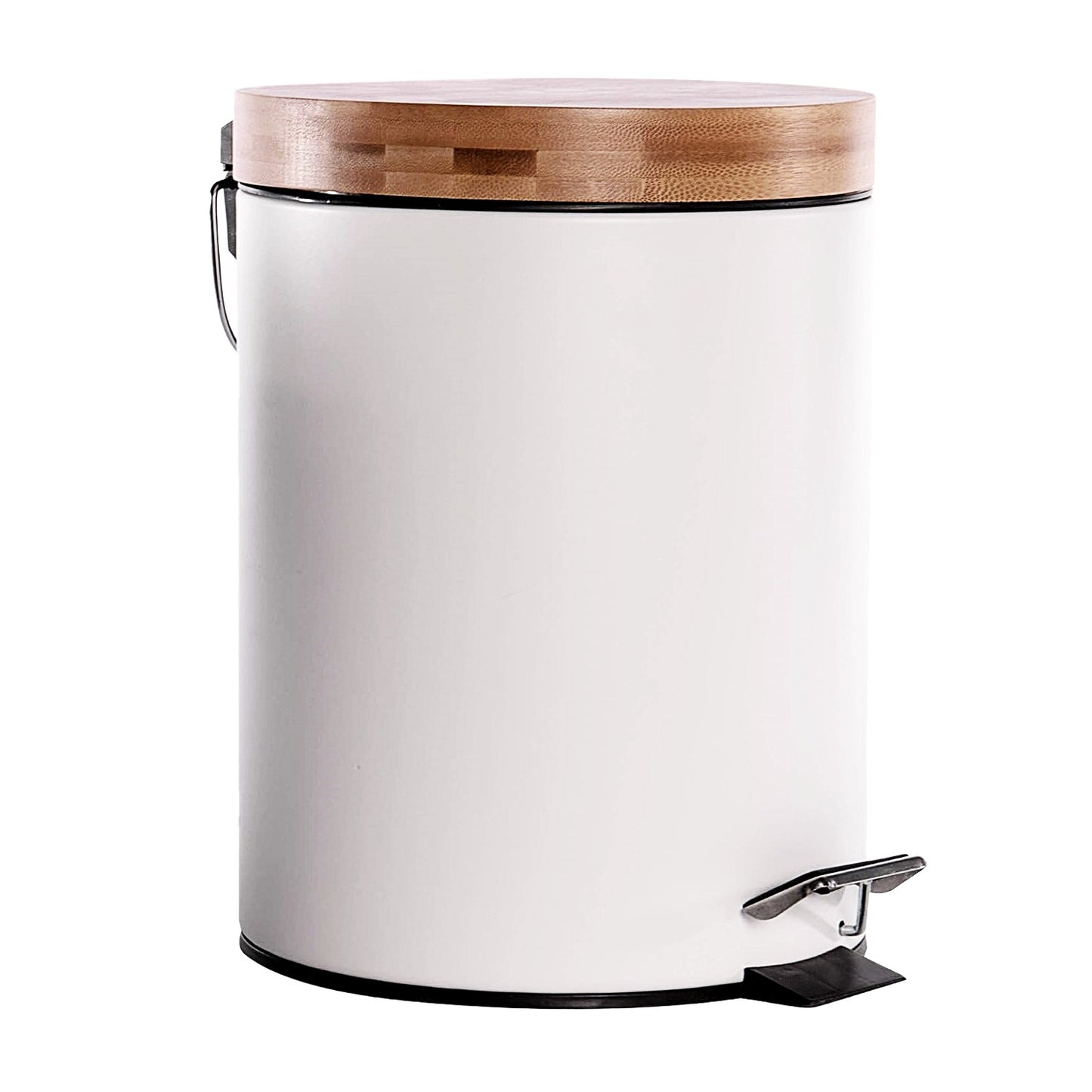 5L Bathroom Bin with Bamboo Lid - White