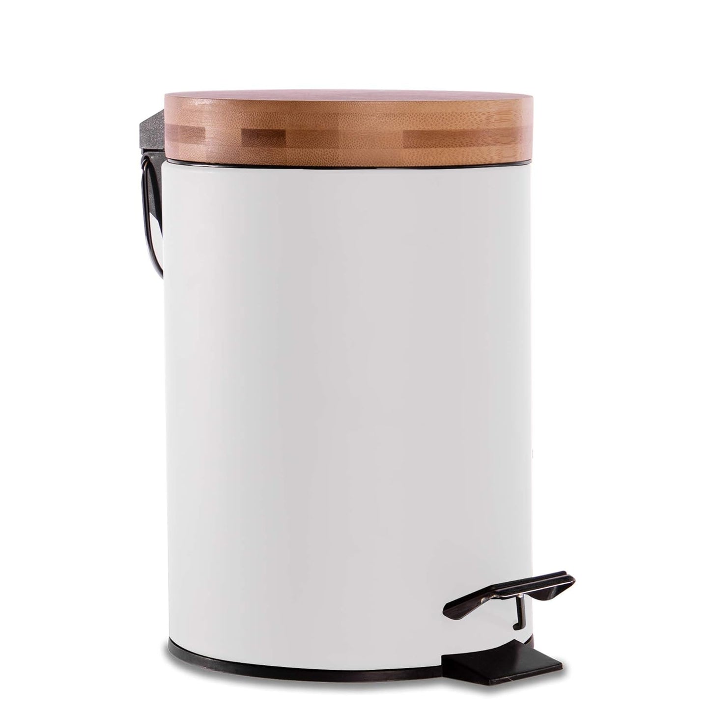 3L Bathroom Bin with Bamboo Lid - White