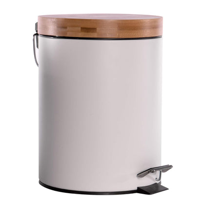 5L Bathroom Bin with Bamboo Lid - White