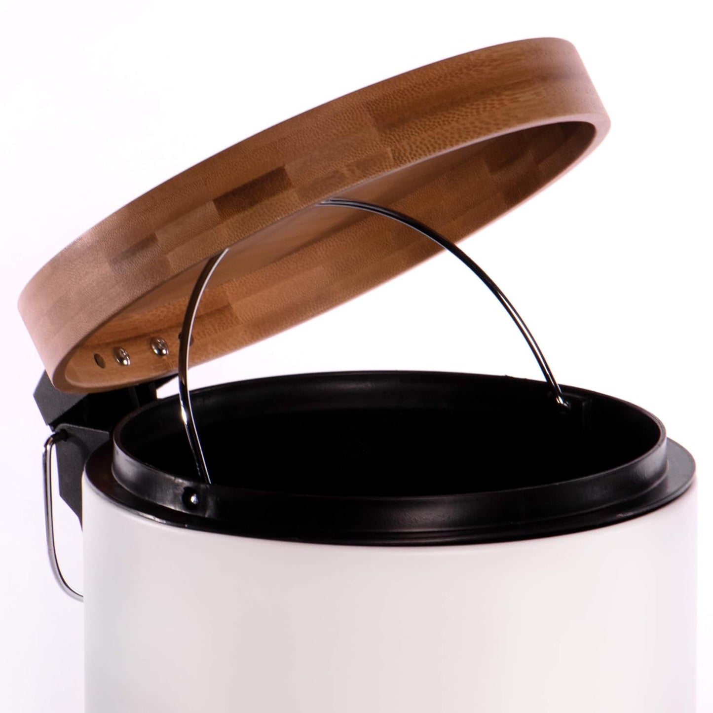 5L Bathroom Bin with Bamboo Lid - White