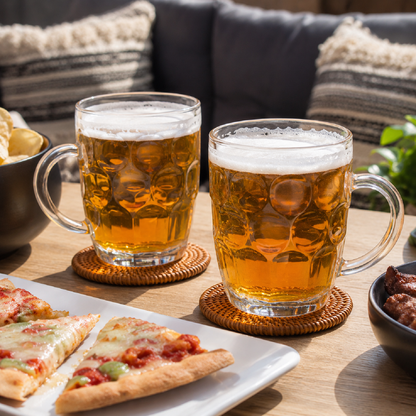 Glass Beer Tankards - Set of 4