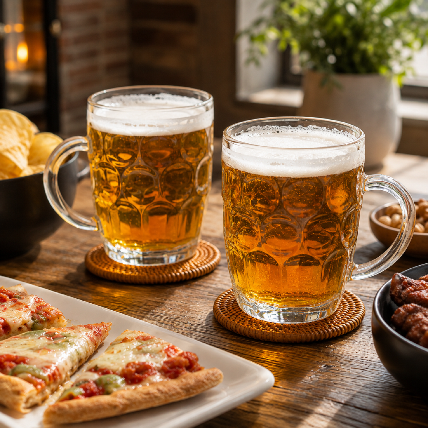 Glass Beer Tankards - Set of 4