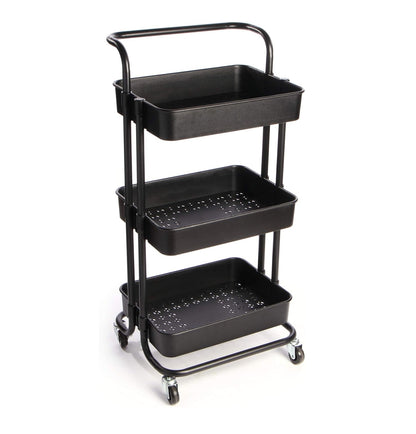 3-Tier Plastic Storage Trolley - Black