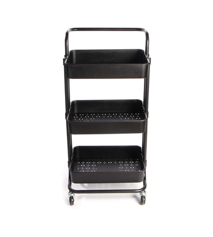 3-Tier Plastic Storage Trolley - Black