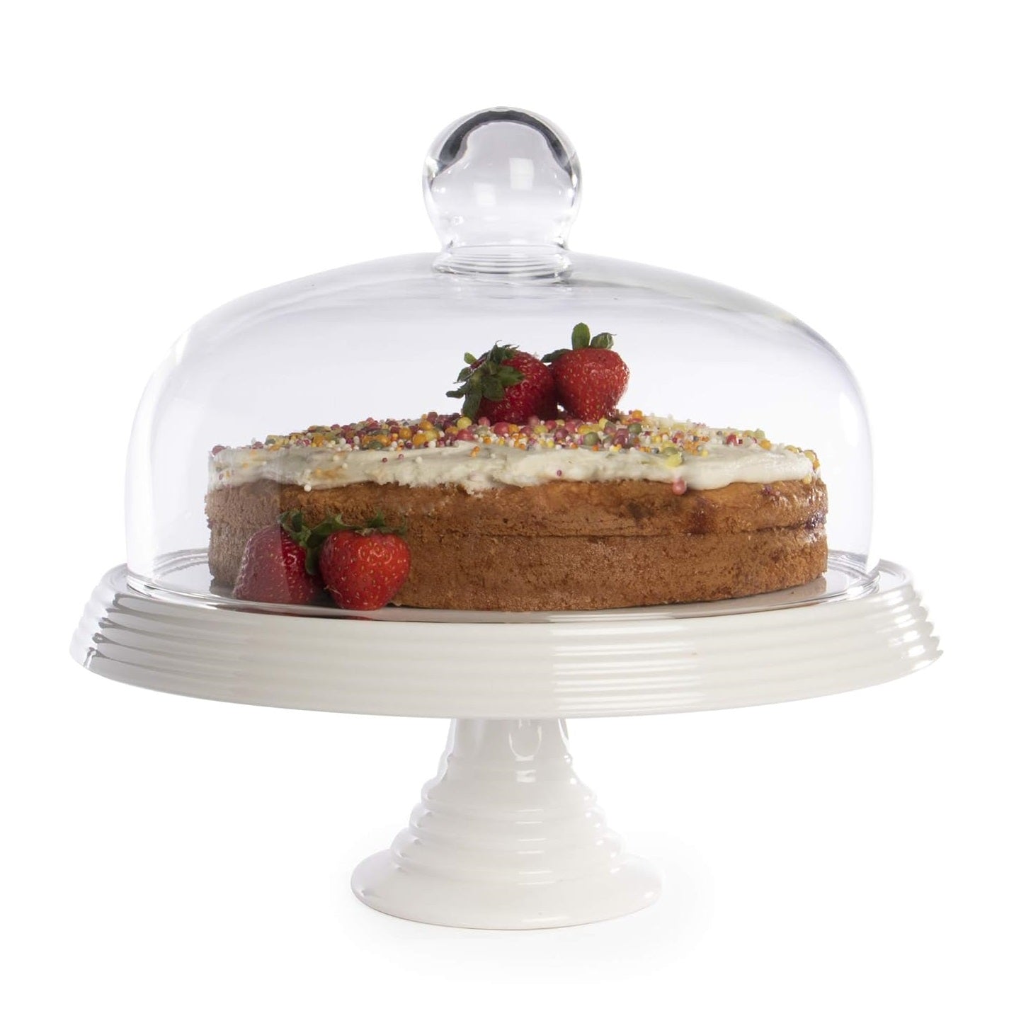 Ceramic Cake Stand with Glass Cover