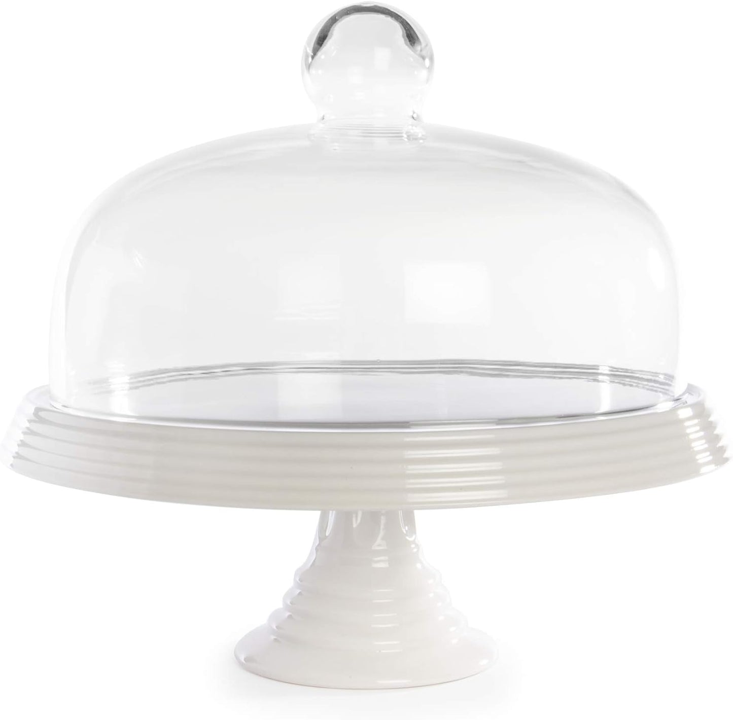 Ceramic Cake Stand with Glass Cover