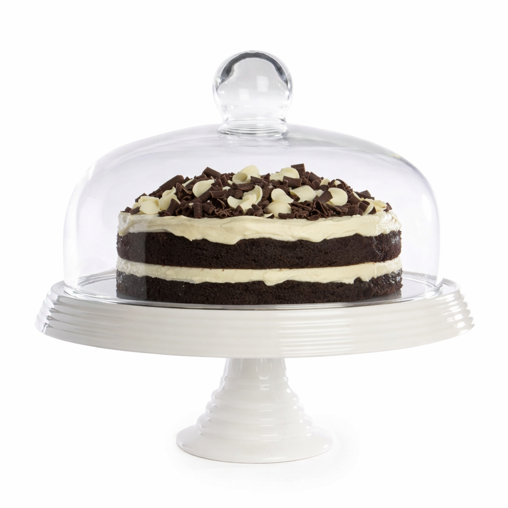Ceramic Cake Stand with Glass Cover