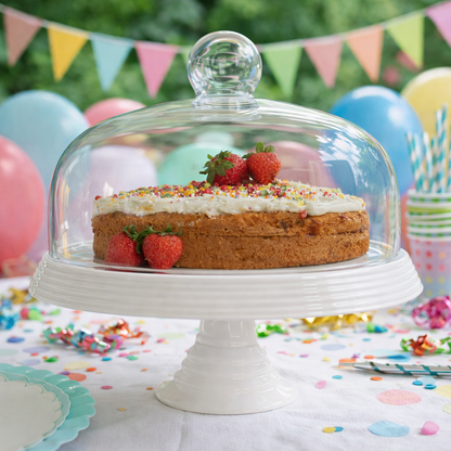Ceramic Cake Stand with Glass Cover