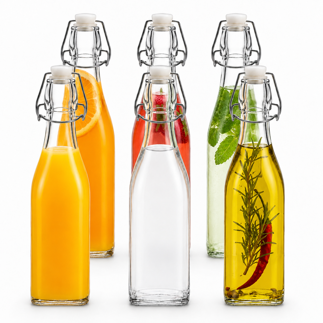 Clip Top Preserve Bottles 500ml - Set of 6