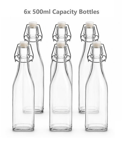Clip Top Preserve Bottles 500ml - Set of 6