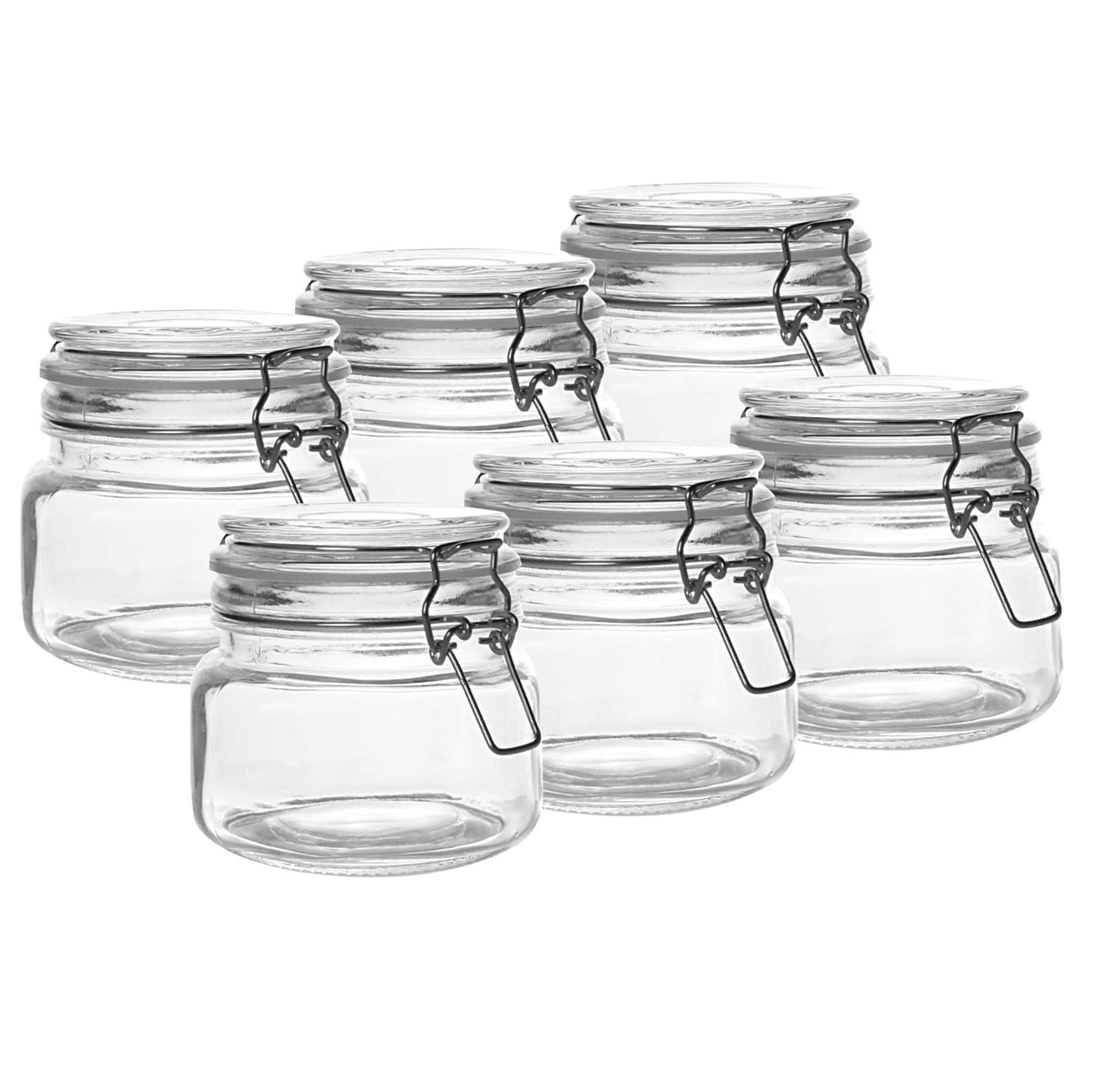 500ml Clip Top Glass Storage Jars - Set of 6
