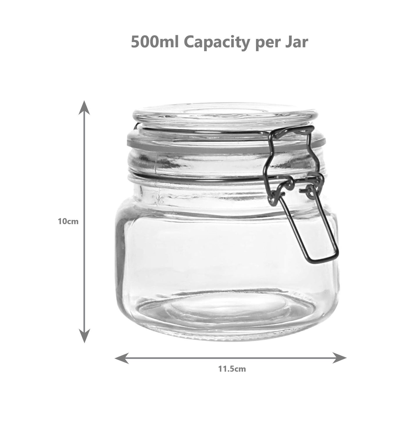 500ml Clip Top Glass Storage Jars - Set of 6