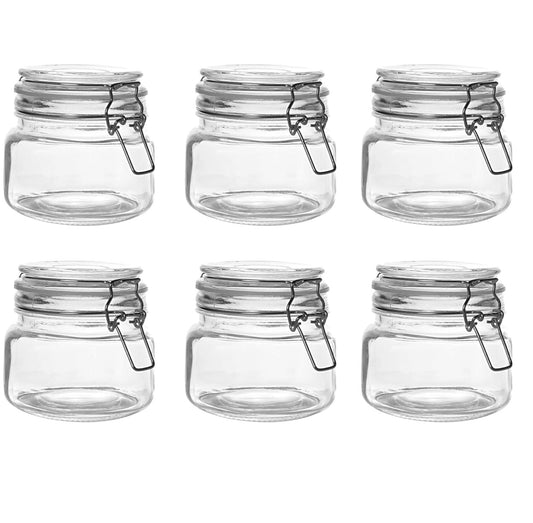 500ml Clip Top Glass Storage Jars - Set of 6