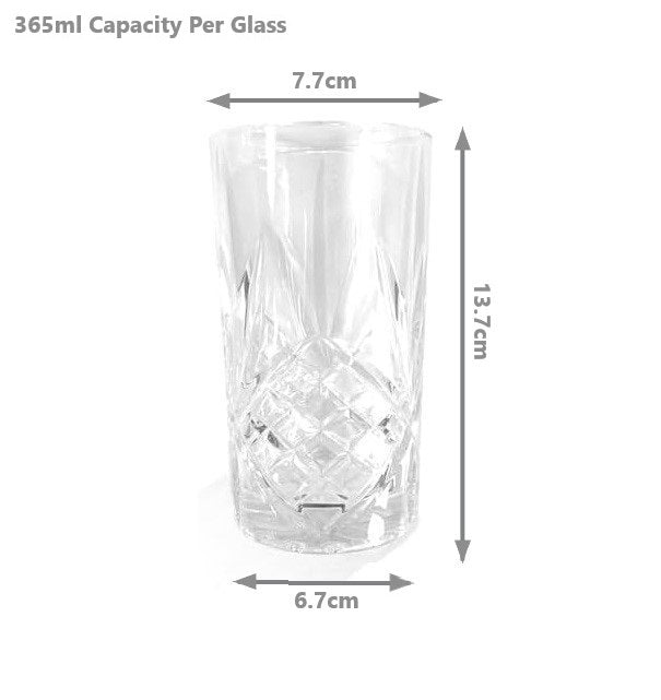 Crystallised Highball Glasses - Set of 6