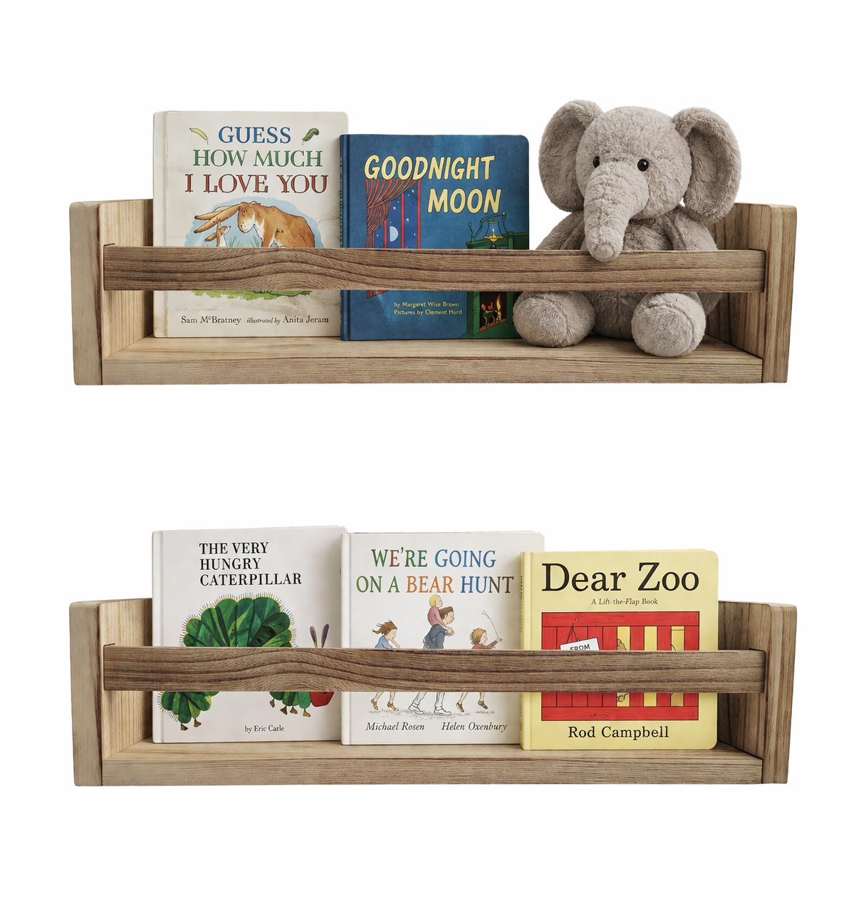 Nursery Floating Book Shelves Dark Wood - Set of 2