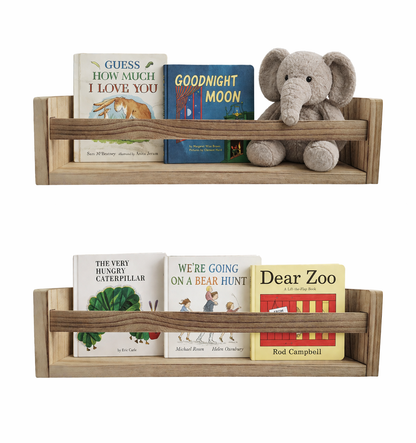 Nursery Floating Book Shelves Dark Wood - Set of 2