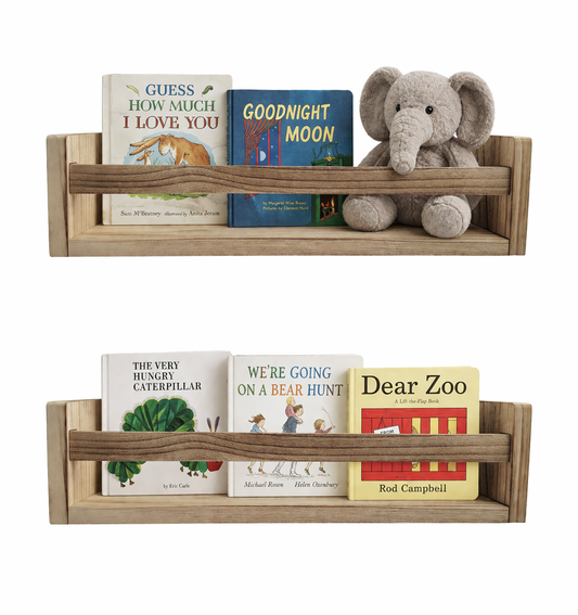 Nursery Floating Book Shelves Dark Wood - Set of 2