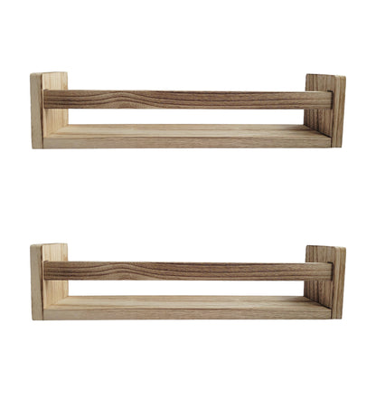 Nursery Floating Book Shelves Dark Wood - Set of 2