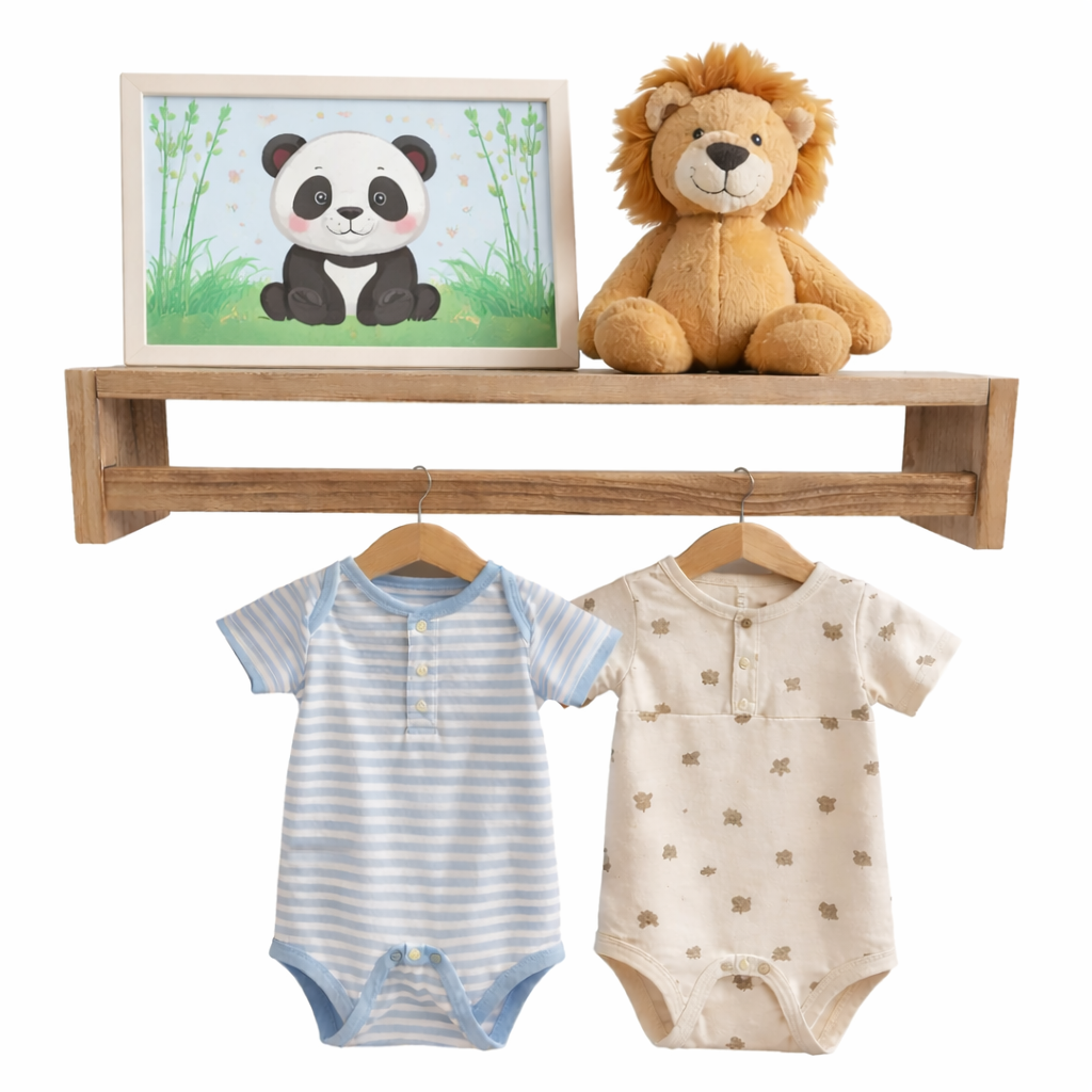 Nursery Floating Book Shelves Dark Wood - Set of 2