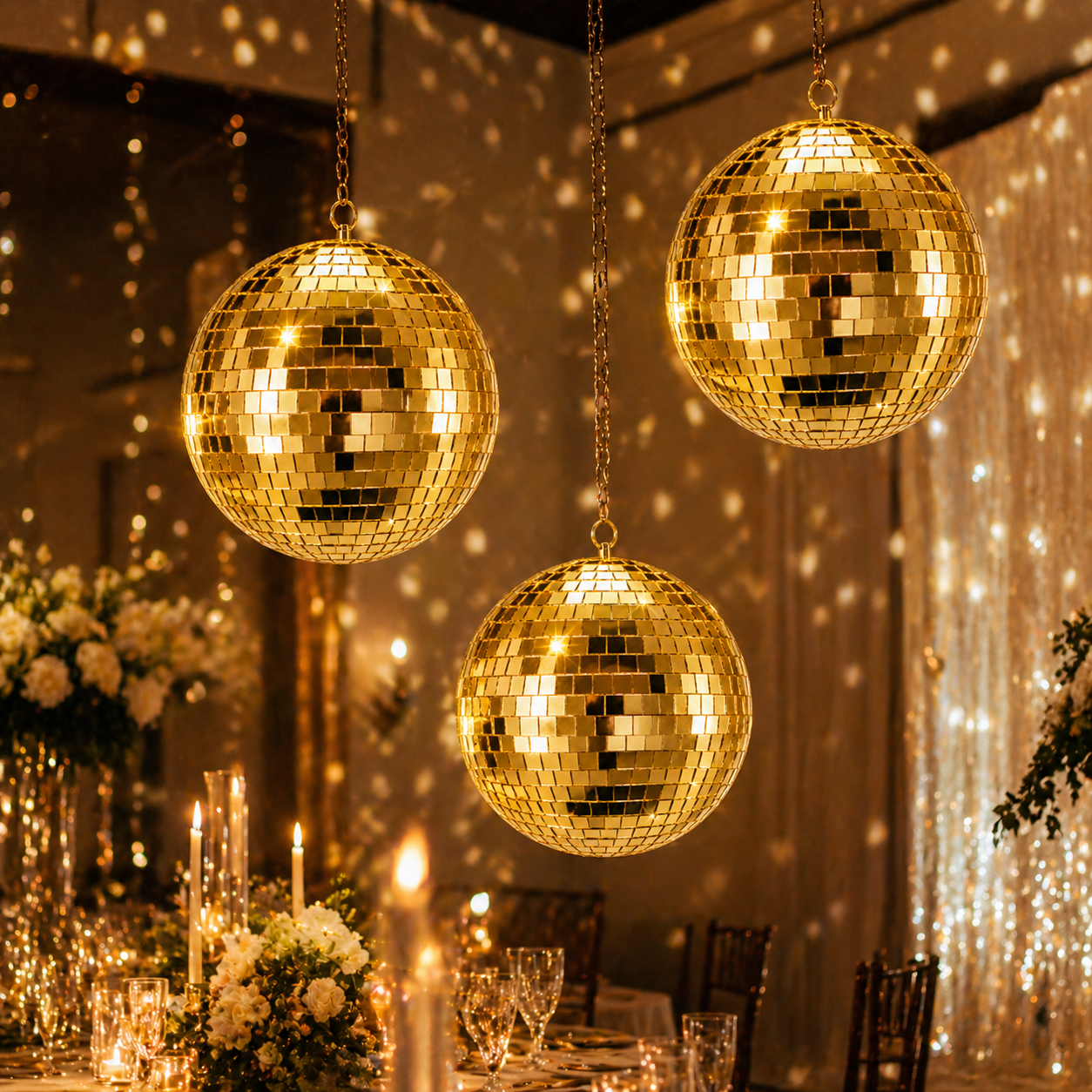Mirror Disco Ball 20cm - Gold