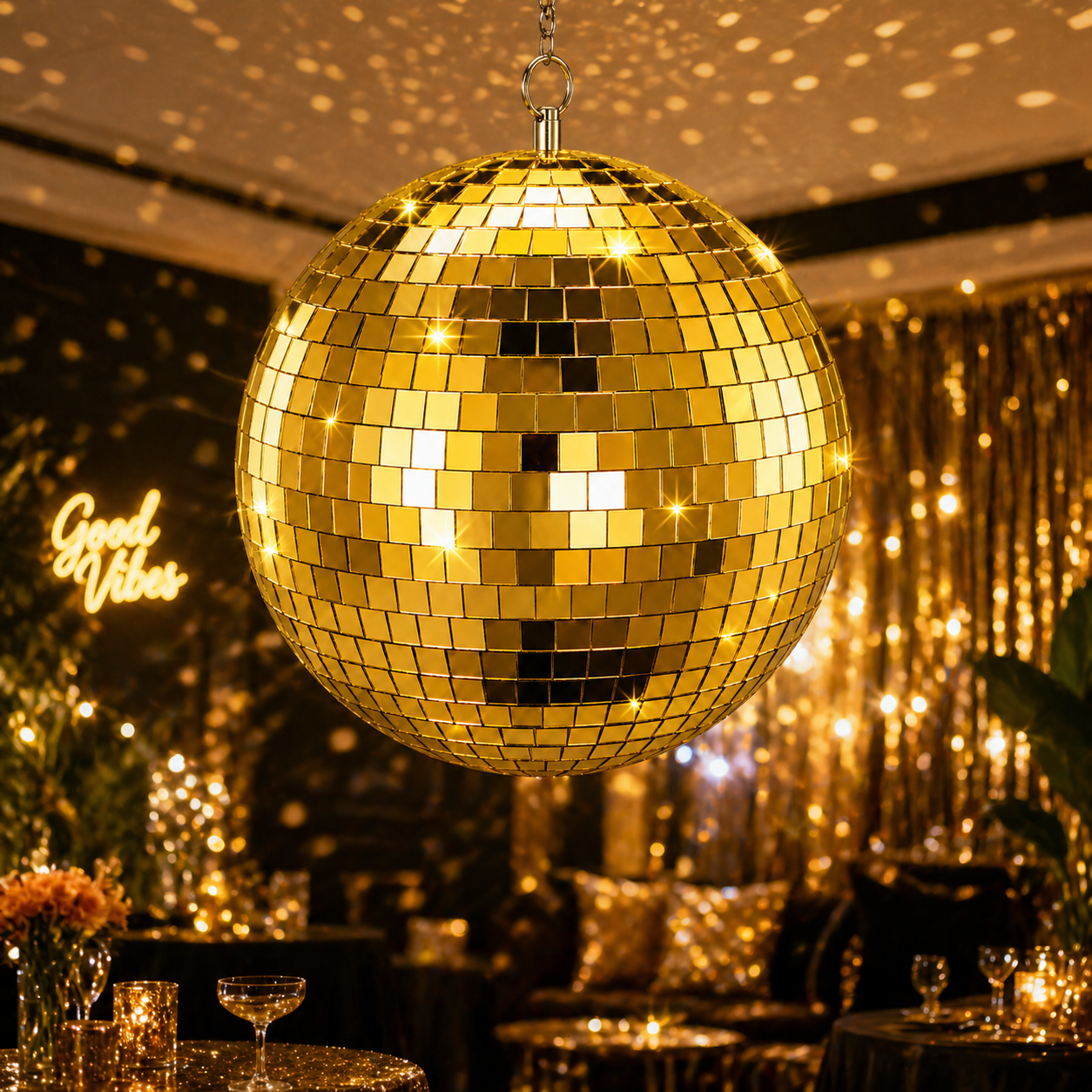 Mirror Disco Ball 20cm - Gold