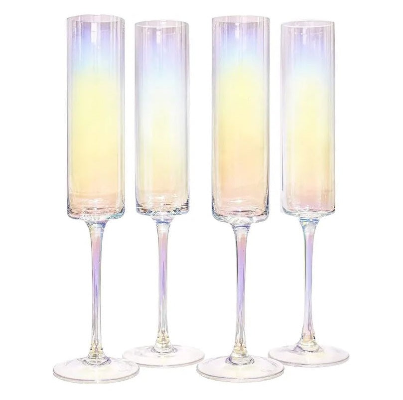Edge Champagne Flutes Iridescent - Set of 4