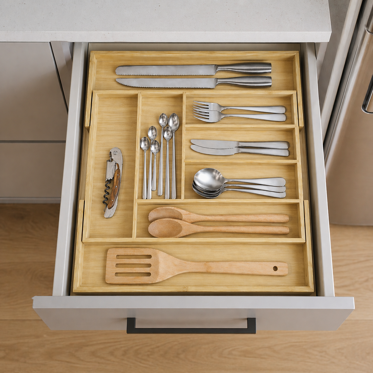 Extending Bamboo Cutlery Tray - Extra Large