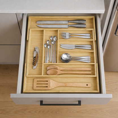 Extending Bamboo Cutlery Tray - Extra Large