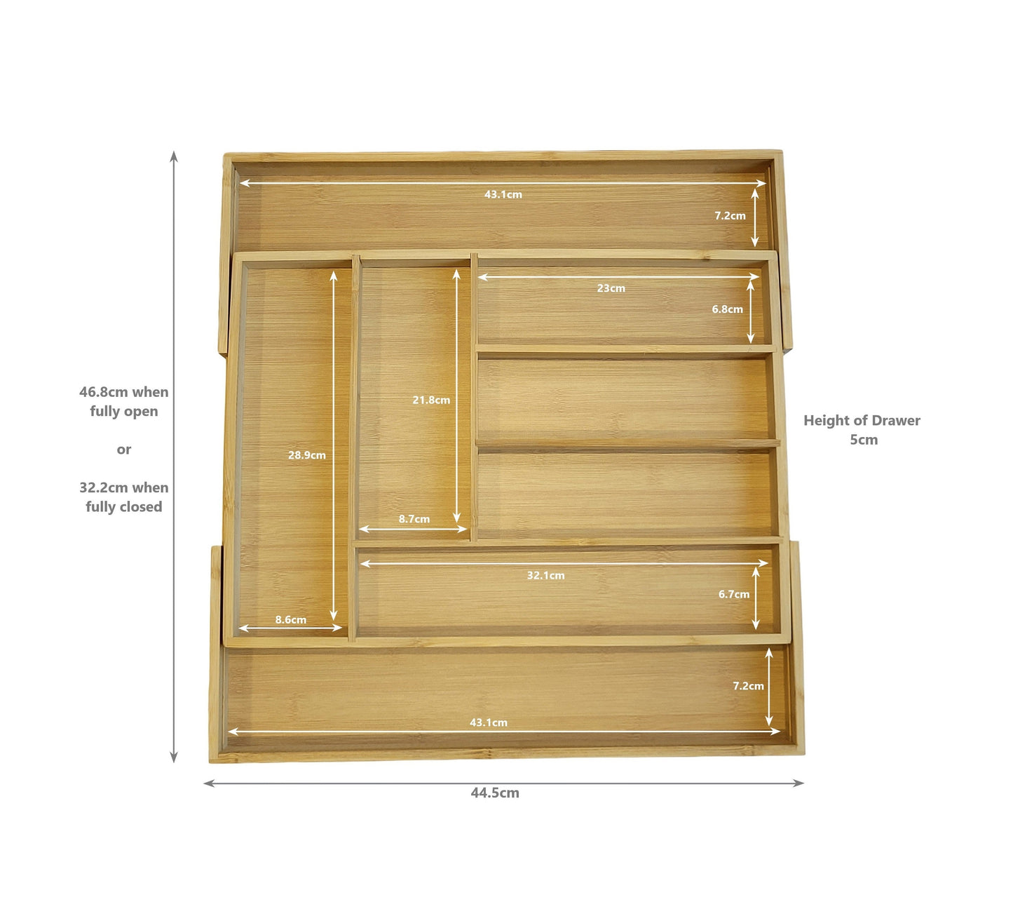 Extending Bamboo Cutlery Tray - Extra Large