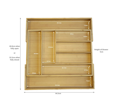 Extending Bamboo Cutlery Tray - Extra Large