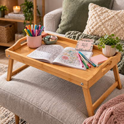 Bamboo Lap Tray with Folding Legs - 50cm x 30cm