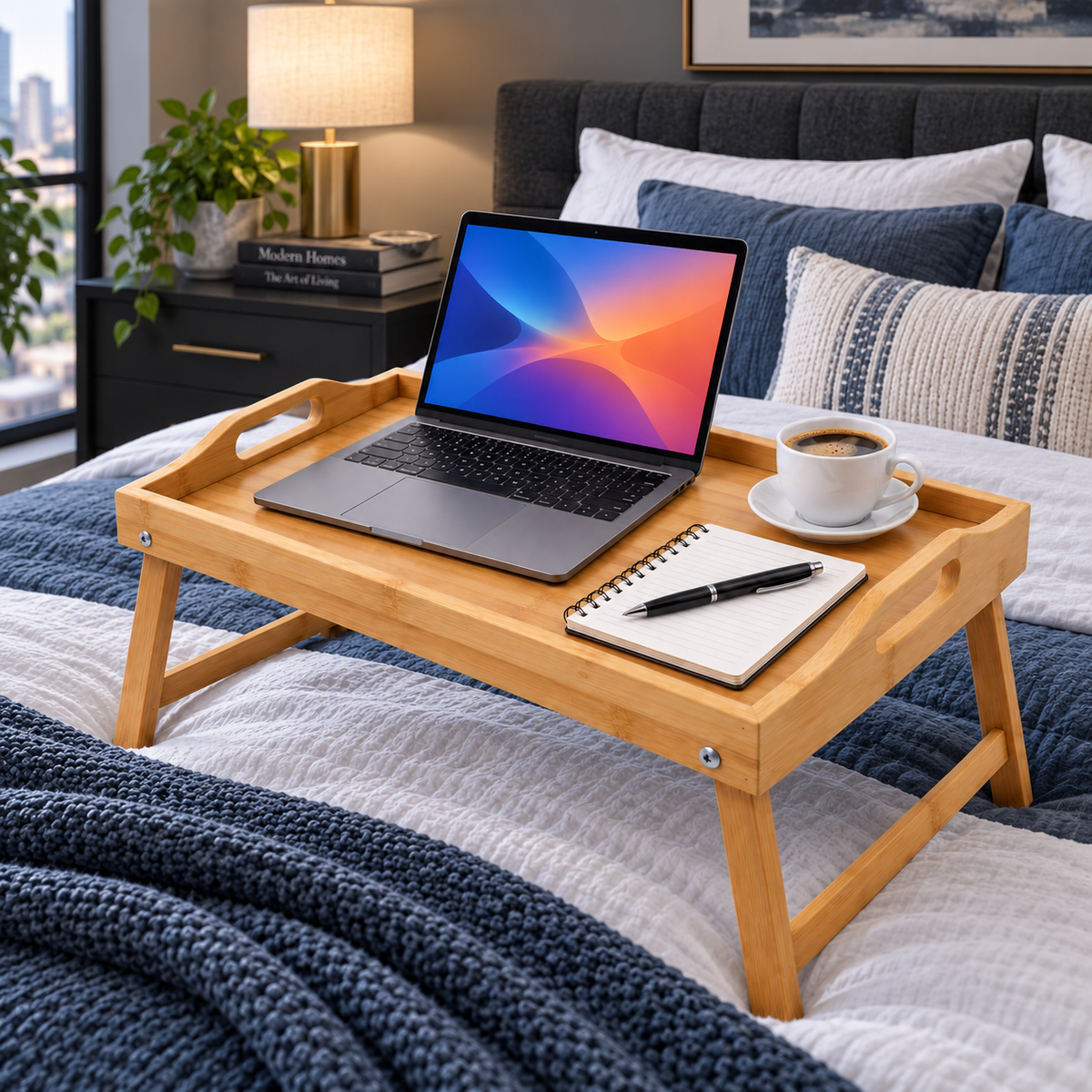 Bamboo Lap Tray with Folding Legs - 50cm x 30cm