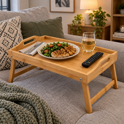 Bamboo Lap Tray with Folding Legs - 50cm x 30cm