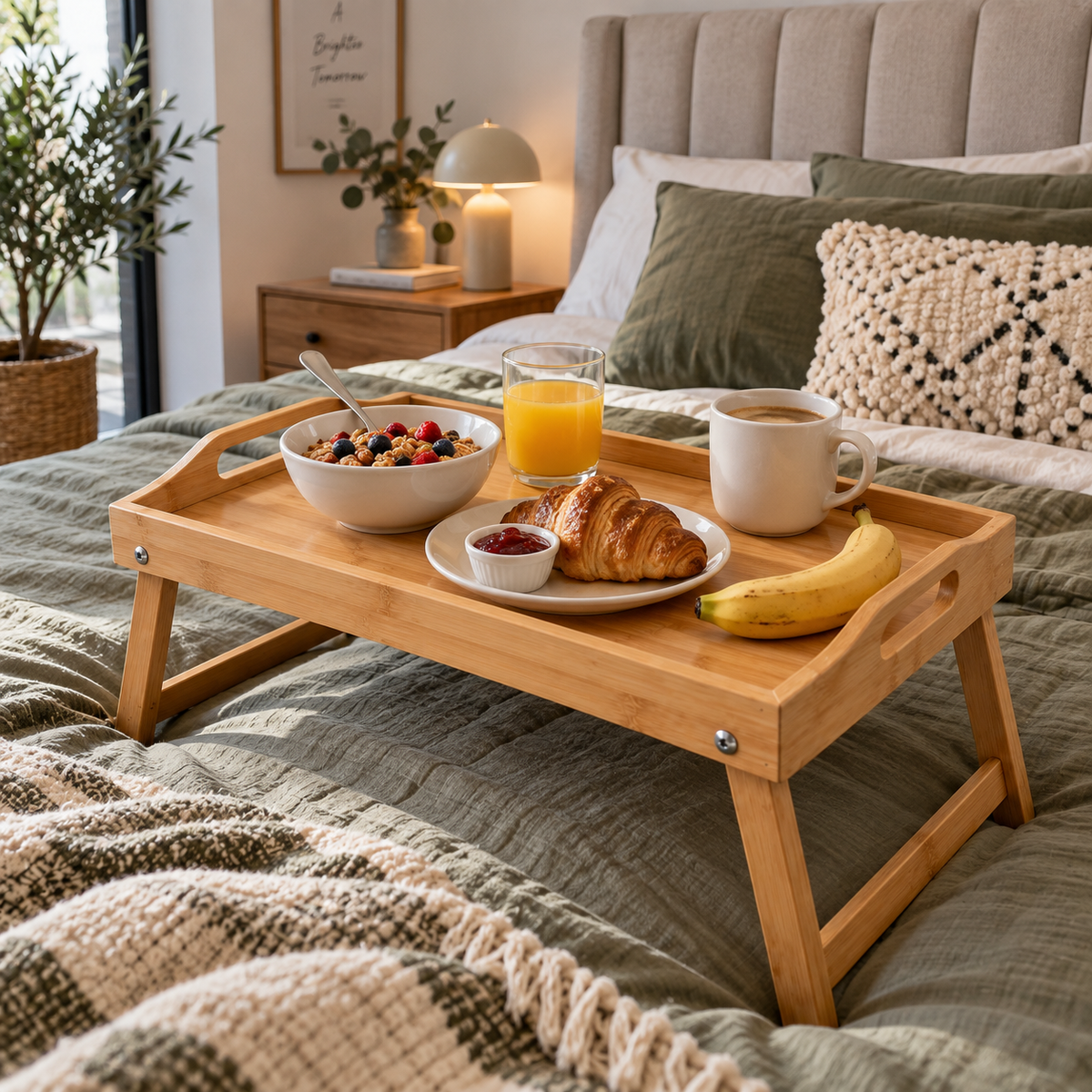 Bamboo Lap Tray with Folding Legs - 50cm x 30cm