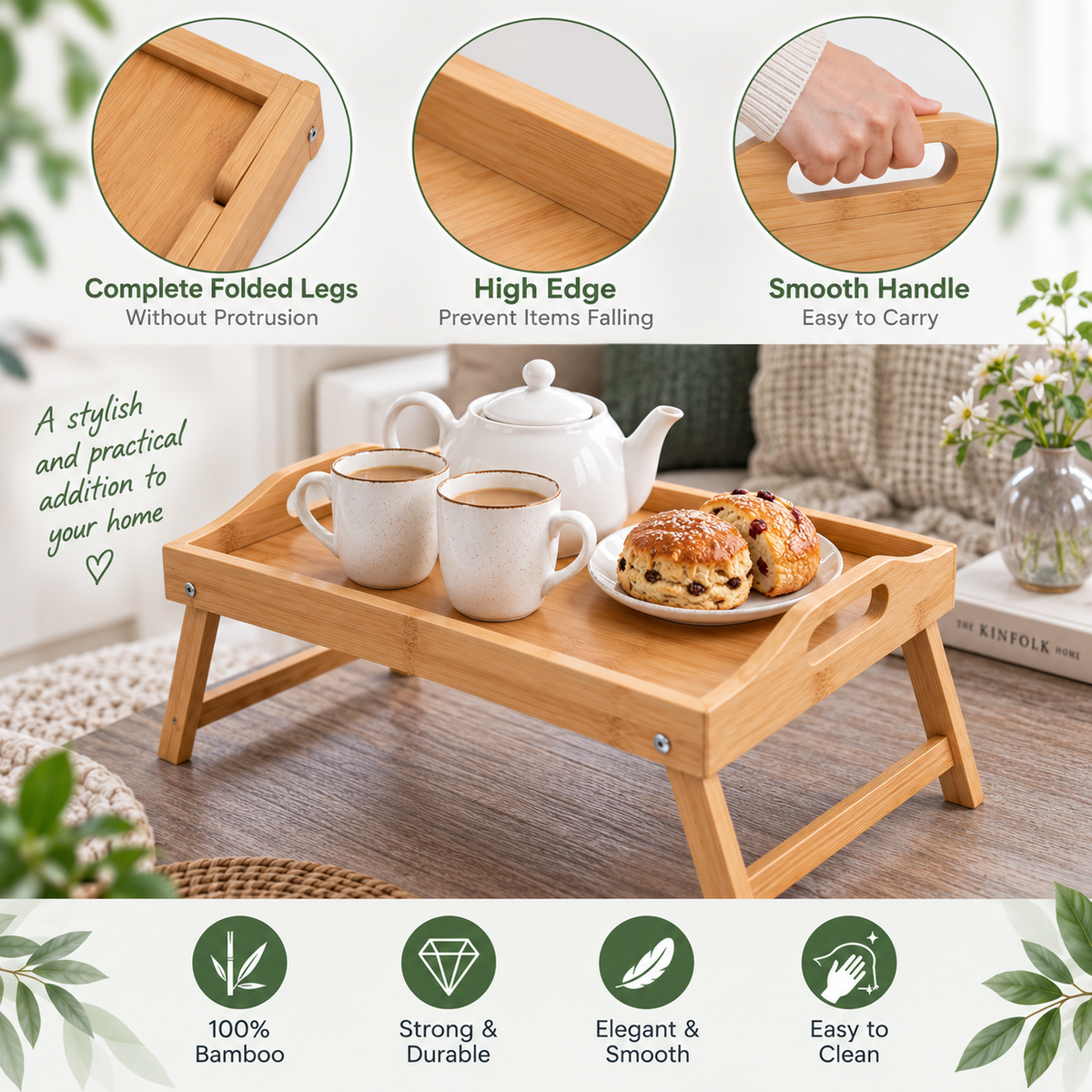 Bamboo Lap Tray with Folding Legs