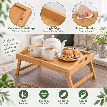 Bamboo Lap Tray with Folding Legs - 50cm x 30cm