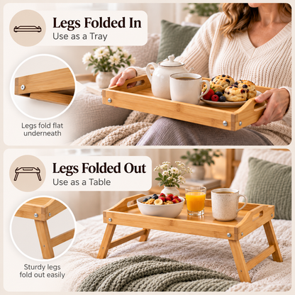 Bamboo Lap Tray with Folding Legs - 50cm x 30cm