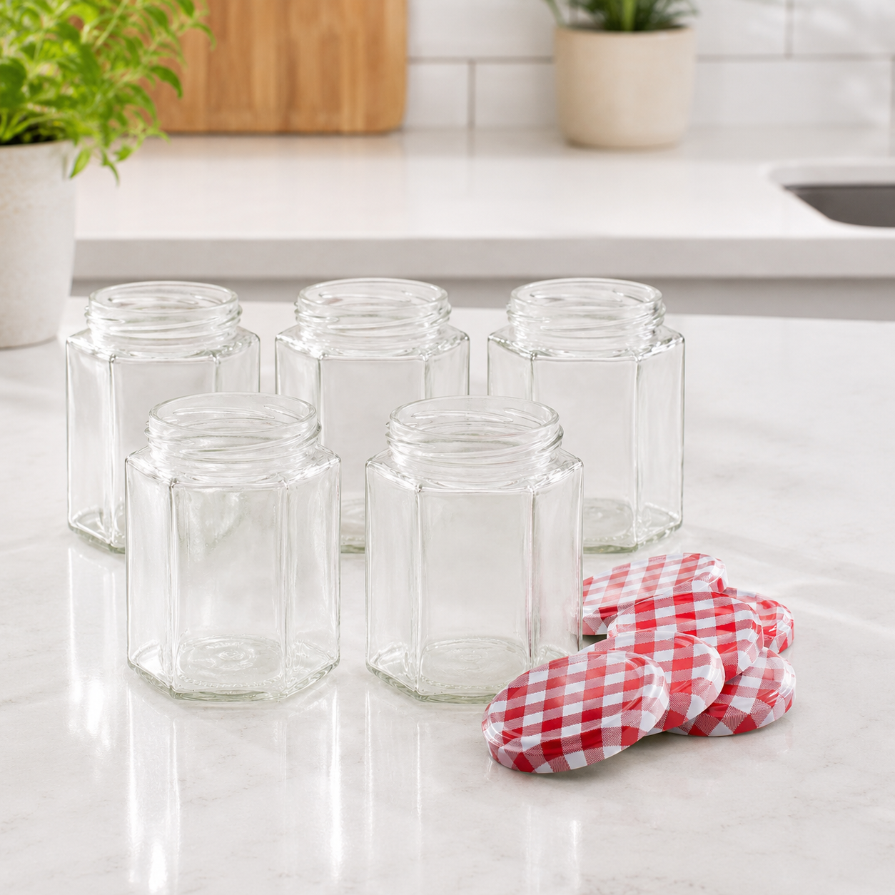 Hexagonal Jam Jars 250ml - Set of 24