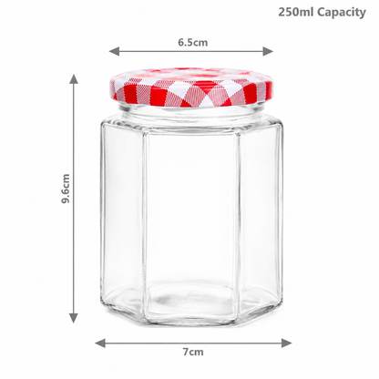 Hexagonal Jam Jars 250ml - Set of 24